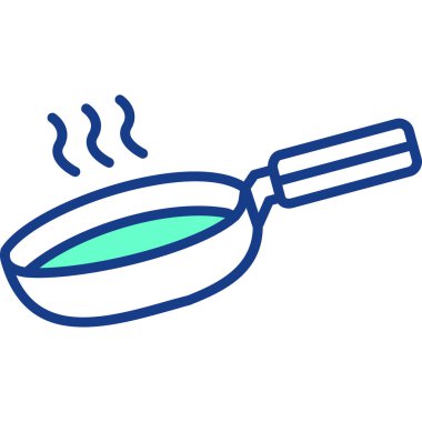 Sıcak tava ikonu. ince çizgi renk tasarım çizim vektörü.