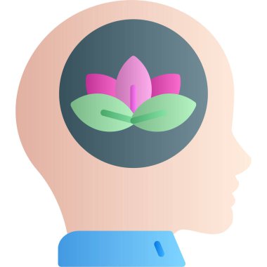 Nilüfer çiçeği ikonunda insan beyni, düz vektör çizimi.