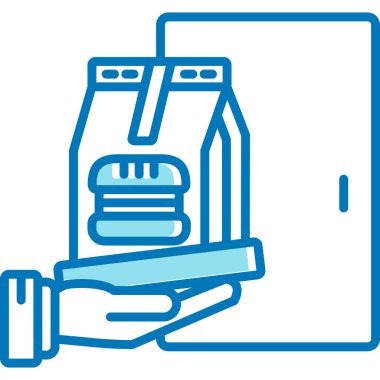 Bir kadının mavi ve beyaz ikonunun vektör çizimi