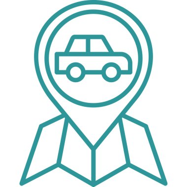 Harita işaretleyici araba simgesi. Ağ için yol sembolü vektörünün özet çizimi