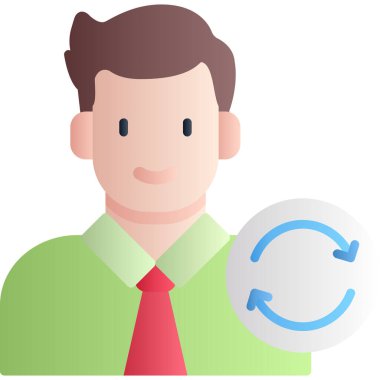 iş yönetimi düz çizgi simgesi, işadamı, çalışan vektör simgesi