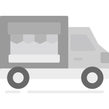 beyaz arkaplanda dağıtım kamyonu çizimi.