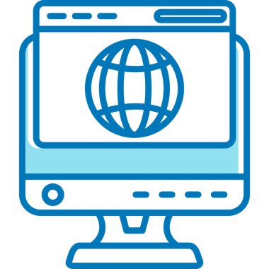 Dünya sembollü bilgisayar monitörü