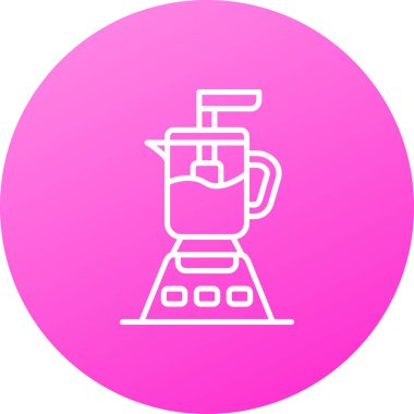 Beyaz arka planda saman simgesi olan beyaz kahve makinesi. Pembe kare düğme. vektör illüstrasyonu