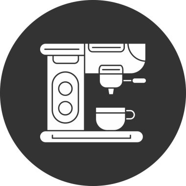 Beyaz izole bir arkaplanda basit bir şekilde kahve makinesi simgesi