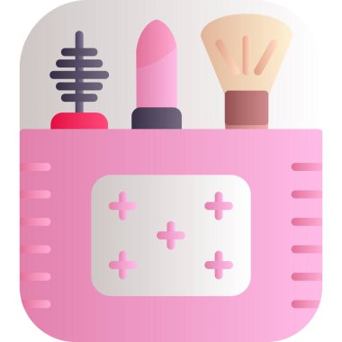 Makyaj ve makyaj ikonu, güzellik salonu, kozmetik, makyaj ve kozmetik. vektör illüstrasyonu