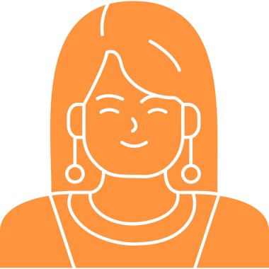 Saç stili avatar karakter vektör çizimi tasarımı olan genç bir kadın.