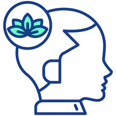 Yaprak ikonlu beyin. Yaprak vektör simgesi rengi ile özet beyin düz izole