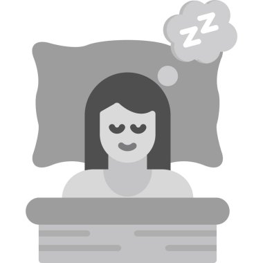 Yatakta uyuyan kız. Beyaz arkaplanda izole edilmiş basit bir illüstrasyon