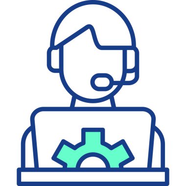 Doldurulmuş dış hat biçiminde çağrı merkezi operatör simgesi