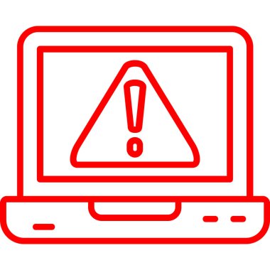 Uyarı işaretli dizüstü bilgisayar. vektör.