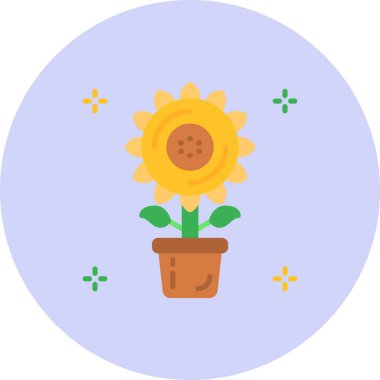 Bitkili bir tencerenin vektör illüstrasyonu