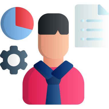 İş adamı ve dişli simgesi vektörü izole edildi