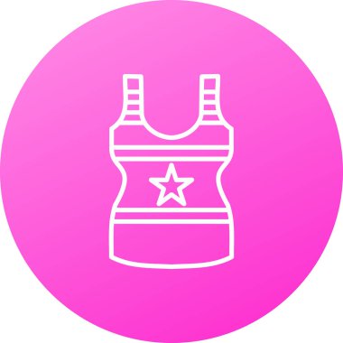 Beyaz arkaplanda beyaz kolsuz tişört simgesi var. Pembe renk düğmesi. vektör illüstrasyonu