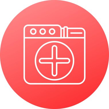 Beyaz arkaplan ile izole edilmiş beyaz çizgi pil simgesi. Şimşek sembolü Kırmızı daire düğmesi. vektör illüstrasyonu