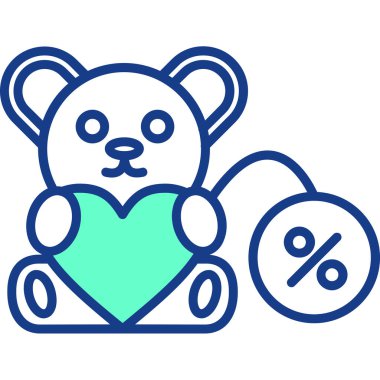 Kalp vektör simgesi ile ayı kalbi