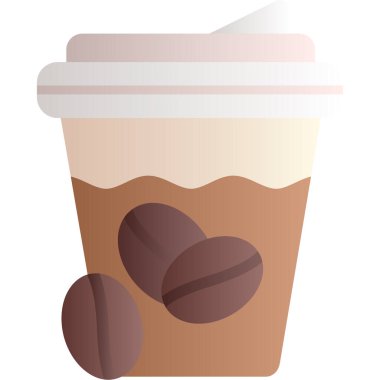 Kahve ikonu, düz stil.