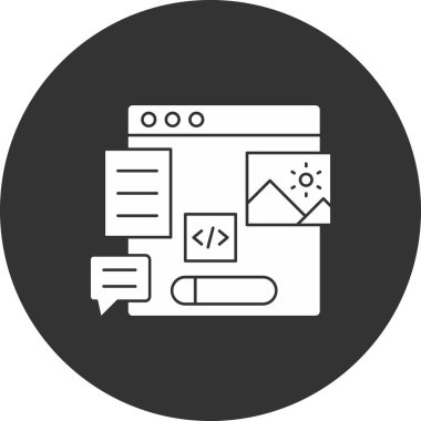 Web simgesi, dizüstü bilgisayarı, web sayfası ve diğer masaüstünün vektör illüstrasyonu