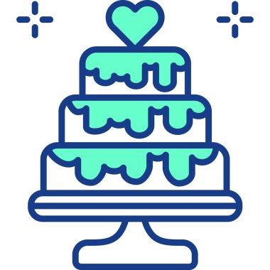 Pasta doğum günü ikonu düz stil