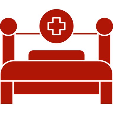 Kırmızı yastıklı yatak, vektör simgesi