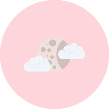 bulut ay düz simgesi