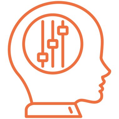 baş ve ampul vektör ikonu. biçim ince çizgi sembolüdür, turuncu renk, beyaz arkaplan,