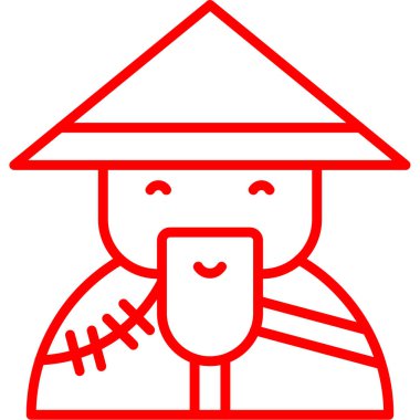 Asya Çin fan simgesi, ana hatlı vektör illüstrasyonu