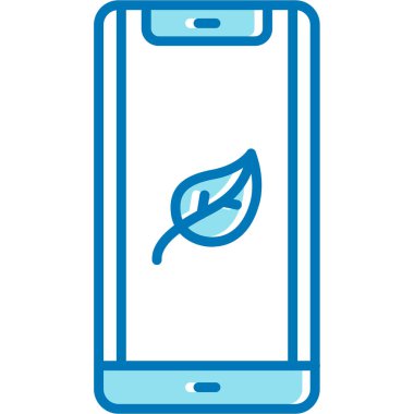 Yaprak ve mavi çizgileri olan akıllı telefon