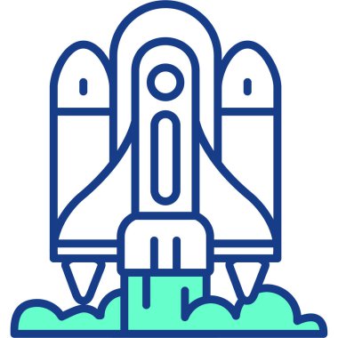 Roket ikonu. Web için uzay gemisi vektör simgelerinin basit çizimi