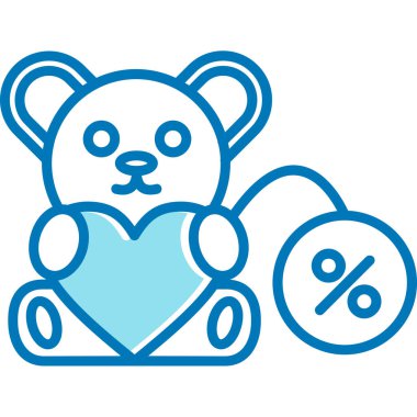 Balonlu sevimli ayı kalp kawaii karakter çizimi tasarımı