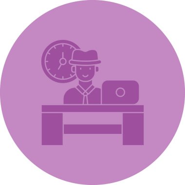 Dizüstü bilgisayarı ve şapkası olan bir adamın vektör çizimi