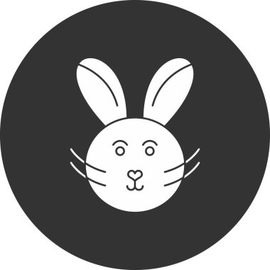 Beyaz arkaplanda izole edilmiş daire vektör illüstrasyonunda tavşan simgesi