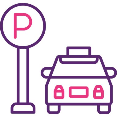 Park ediyor. Web simgesi basit illüstrasyon