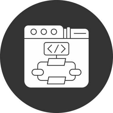 Beyaz arkaplanda izole edilmiş basit vektör illüstrasyonu kodlama web simgesi