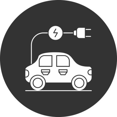 Elektrikli araba simgesi, basit vektör illüstrasyonuName