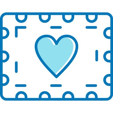 bir çerçeve ve kurdele çizgi simgesi ile mavi kalp, vektör illüstrasyonu