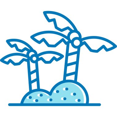 Yaz aylarında plaj palmiyesi simgesi, tatil ve macera