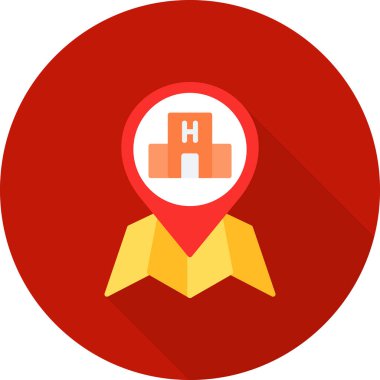 Harita işaretleyicisi uzun gölgeli düz simge