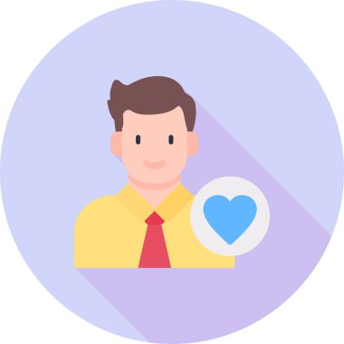 Kalp ikonu vektör illüstrasyonuna sahip iş adamı