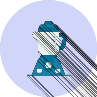 Bir karikatür inşaat işçisinin çekiçle çizdiği el çizimi çizimi çizimi..