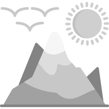 Dağların simgesi. Web için dağ vektör simgesinin basit çizimi