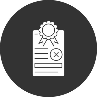 Sertifika sembolü. bu yuvarlak düz sembol beyaz arkaplanda siyah ve beyaz renklerle çizilir.