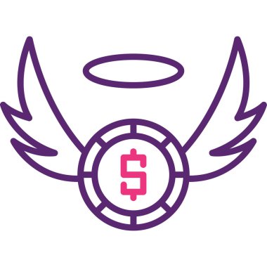 Beyaz arka planda izole edilmiş ana hat dizayn edilmiş melek kanatları simgesi. melek ve melek sembolü vektör illüstrasyonu.