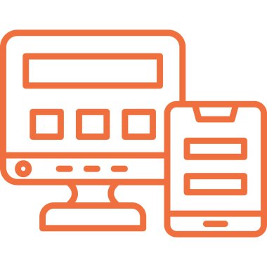 Telefon ve akıllı telefon simgesi ile bilgisayar monitörü