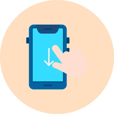 Akıllı telefon simgesi ile el, vektör illüstrasyonu