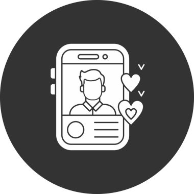 Bir adamın vektör çizimi ve kalp şeklinde bir akıllı telefon.