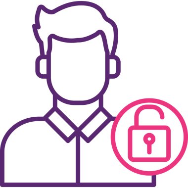 Kilit simgesi vektör resimlemesi olan adam