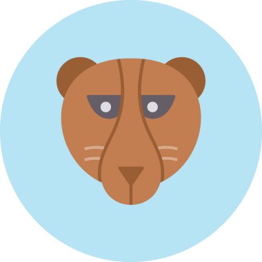 Hayvan yüzlü aslan simgesi düz stil