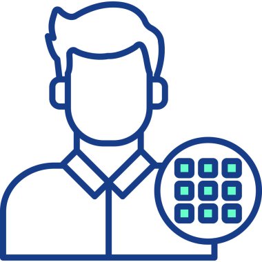 Elinde cep telefonu olan bir adamın vektör illüstrasyon simgesi,