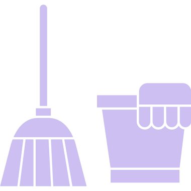 Süpürge simgesi, vektör illüstrasyonu